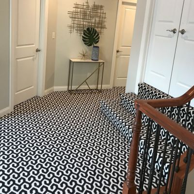 patterned carpet in a hallway